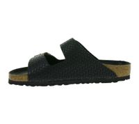 komfortable BIRKENSTOCK Arizona Woven Damen Echtleder-Pantoletten Made in Germany Sommer-Latschen normale Breite 1029133 Schwarz