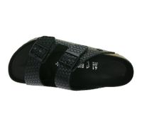 komfortable BIRKENSTOCK Arizona Woven Damen Echtleder-Pantoletten Made in Germany Sommer-Latschen normale Breite 1029133 Schwarz