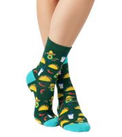 3 Pairs of Happy Socks Junk Food Women's Cotton Socks with Food Motifs Everyday Socks in Gift Box XJUN08-0100 Blue/Green/Multicolor