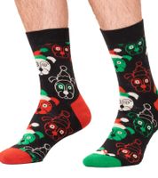 4 Paar Happy Socks Psychedelic Candy Cane Herren Baumwoll-Socken mit weihnachtlichem-Print Alltags-Strümpfe in Geschenk-Box XSAN09-0100 Bunt