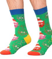 4 Paar Happy Socks Psychedelic Candy Cane Herren Baumwoll-Socken mit weihnachtlichem-Print Alltags-Strümpfe in Geschenk-Box XSAN09-0100 Bunt