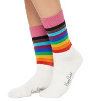 3 Paar Happy Socks Pride Damen Baumwoll-Socken Sparpack LGBTQ-Socken Alltags-Strümpfe in Geschenk-Box XPRD08-1300 Weiß/Bunt