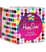3 Paar Happy Socks Pride Damen Baumwoll-Socken Sparpack LGBTQ-Socken Alltags-Strümpfe in Geschenk-Box XPRD08-1300 Weiß/Bunt