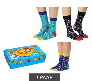 Confezione regalo da 3 paia di calzini da donna Happy Socks Swedish Edition in cotone, modello Everyday Socks, XSWE08-6700, blu/nero