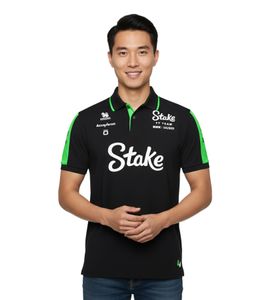 farbenfrohes Stake Formula 1 Team Kick 2024 Herren Polo-Shirt Formel 1 Sommer-Shirt mit Baumwolle 701232879 001 Schwarz/Grün