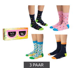 4 paia di calzini da uomo Happy Socks Tropical Day in cotone, perfetti per tutti i giorni, in confezione regalo XTRD09-0200 multicolore