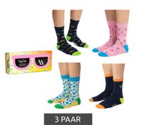 4 paia di calzini da uomo Happy Socks Tropical Day in cotone, perfetti per tutti i giorni, in confezione regalo XTRD09-0200 multicolore