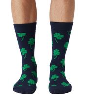 2 Paar Happy Socks St Patricks Herren Baumwoll-Sockenmit Glückssymbolen im St. Patrick’s Day Stil Alltags-Strümpfe in Geschenk-Box XSPD02-7300 Schwarz/Blau