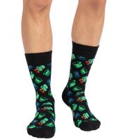 2 Paar Happy Socks St Patricks Herren Baumwoll-Sockenmit Glückssymbolen im St. Patrick’s Day Stil Alltags-Strümpfe in Geschenk-Box XSPD02-7300 Schwarz/Blau