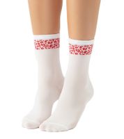 10 Paar bequeme ZWILLINGSHERZ Damen Socken Tennis-Socken mit Leoparden-Muster Alltags-Strümpfe Baumwoll-Socken 4603S K248144 Weiß/Pink, Weiß/Rot oder Weiß/Blau