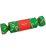 2 Paar Happy Socks Candy Cane Holiday Damen Baumwoll-Socken Sparpack mit weihnachtlichem-Print Alltags-Strümpfe in Geschenk-Box SXPOL02-7300 Grün/Bunt