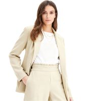 klassischer Blazer für Damen in Leinenoptik mit gestreiftem Futter Loose Fit 968952 Schwarz oder 965058 Beige