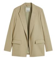 klassischer Blazer für Damen in Leinenoptik mit gestreiftem Futter Loose Fit 968952 Schwarz oder 965058 Beige