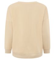 bequemer ZWILLINGSHERZ Pullover Damen Sweat-Pullover GOOD VIBES HAPPINESS mit V-Ausschnitt 46080 Beige oder Blau