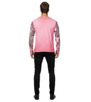 Markantes Herren Longsleeve V-Ausschnitt Washed Print Design Slim Fit Langarm-Shirt 10135 Koralle