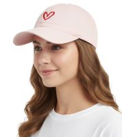 Liebevolle ZWILLINGSHERZ Herz Classic Base-Cap mit Herz-Stickerei Baumwoll-Cap justierbare Cappy Schirm-Mütze 4603M K258208 in Rosa, Khaki, Schwarz, Beige