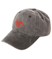 Liebevolle ZWILLINGSHERZ Herz Classic Base-Cap mit Herz-Stickerei Baumwoll-Cap justierbare Cappy Schirm-Mütze 4603M K258208 in Rosa, Khaki, Schwarz, Beige