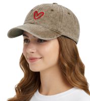 Liebevolle ZWILLINGSHERZ Herz Classic Base-Cap mit Herz-Stickerei Baumwoll-Cap justierbare Cappy Schirm-Mütze 4603M K258208 in Rosa, Khaki, Schwarz, Beige