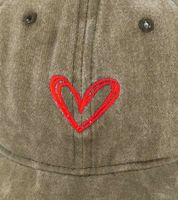 Liebevolle ZWILLINGSHERZ Herz Classic Base-Cap mit Herz-Stickerei Baumwoll-Cap justierbare Cappy Schirm-Mütze 4603M K258208 in Rosa, Khaki, Schwarz, Beige