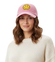 freche ZWILLINGSHERZ Smiley Classic Base-Cap mit Smiley-Patch Baumwoll-Cap justierbare Cappy Schirm-Mütze 4603M K258209 in Khaki, Navy-Blau, Grau, Blau, Weiß oder Rosa