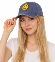 freche ZWILLINGSHERZ Smiley Classic Base-Cap mit Smiley-Patch Baumwoll-Cap justierbare Cappy Schirm-Mütze 4603M K258209 in Khaki, Navy-Blau, Grau, Blau, Weiß oder Rosa