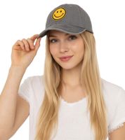 freche ZWILLINGSHERZ Smiley Classic Base-Cap mit Smiley-Patch Baumwoll-Cap justierbare Cappy Schirm-Mütze 4603M K258209 in Khaki, Navy-Blau, Grau, Blau, Weiß oder Rosa