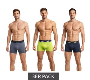 3-Pack PUMA Basic Boxer Shorts for Men, Cotton Underwear 100003547 4471 Lime/Gray/Dark Blue