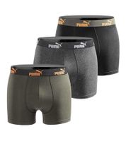 3er Pack PUMA Basic Boxer Herren Boxer-Shorts Baumwoll-Unterhose Unterwäsche 100003547 3726 Oliv-Grün/Grau/Schwarz