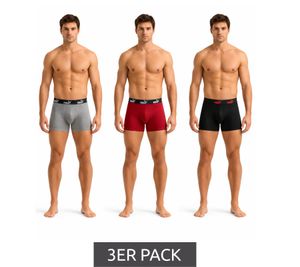3er Pack PUMA Basic Boxer Herren Boxer-Shorts Baumwoll-Unterhose Unterwäsche 100003547 4250 Rot/Grau/Schwarz