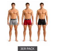 3er Pack PUMA Basic Boxer Herren Boxer-Shorts Baumwoll-Unterhose Unterwäsche 100003547 4250 Rot/Grau/Schwarz