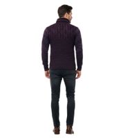 Modern men's knit sweater with roll neck and contrasting knit textured sweater 13366 Marine
