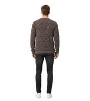 Modern men's sweater in soft, fine knit with a timeless design and classic crew neck 13246 Brown/White