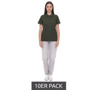 Confezione da 10 polo da donna ELEVATE Helios, in cotone piqué, 180 g/m², 3810770, verde militare scuro