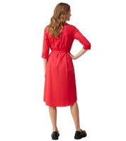 zeitloses Damen Hemdblusenkleid mit Seidenanteil Baumwoll-Kleid ärmellos 914381 Rot