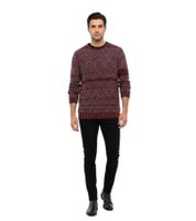 Moderner Herren Strick-Pullover Herren Rundhals-Pullover mit Punktmuster Strick-Sweater 6915-Rot