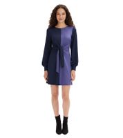 Vestido clásico de mujer con cinturón, manga larga, estilo casual 939928 Azul