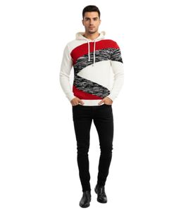 Men's contrasting color-blocked hooded sweatshirt, slim fit hoodie, 13245 black/white/red