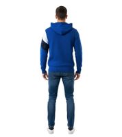 Men's contrasting color-blocked hooded sweatshirt, slim fit hoodie, 13245, black/white/saxophone blue