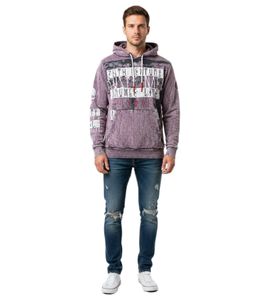 Stylischer Herren Kapuzen-Pullover Vintage-Washed Hoodie mit Grunge-Print Sweatshirt 19124 Anthrazit