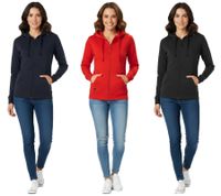 alltagstaugliche Helly Hansen Damen Sweat-Jacke mit Kapuze Zip-Hoodie mit Taschen 280 g/m² 79217 Schwarz, Rot oder Navy-Blau