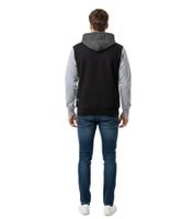 Sporty and modern men's hooded jacket in a trendy color-block design 19043 Gray/Black/Yellow