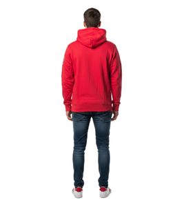 Lässiger Herren Kapuzen-Pullover Hoodie mit Logo-Print und Känguru-Tasche Sweatshirt 6915-Rot