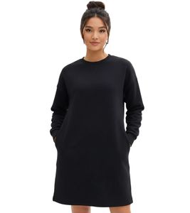 Women's Long-Sleeve Sweater Dress with Large Back Print, Cotton Dress 908102 Black