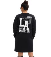 Women's Long-Sleeve Sweater Dress with Large Back Print, Cotton Dress 908102 Black