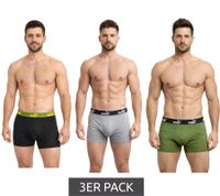 3er Pack PUMA Basic Boxer Herren Boxer-Shorts Baumwoll-Unterhose Unterwäsche 701218254 004 Grau/Grün/Schwarz