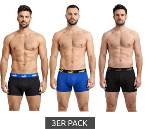 3er Pack PUMA Basic Boxer Herren Boxer-Shorts Baumwoll-Unterhose Unterwäsche 701218254 002 Schwarz/Navy/Hellblau