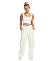 bequeme NIKE NSW Dance Damen Jogginghose bequeme Sweat-Hose mit aufgesetzten Cargo-Taschen Baumwoll-Hose FV7512-133 Wollweiß
