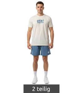 2-piece ON THAT ASS Dylan Men's Sport Set Performance Set Gym Outfit with T-Shirt & Shorts Beige/Blue