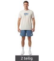 2-piece ON THAT ASS Dylan Men's Sport Set Performance Set Gym Outfit with T-Shirt & Shorts Beige/Blue