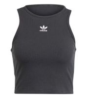 Camiseta de entrenamiento corta de algodón acanalada para mujer adidas IJ8251 Negra
